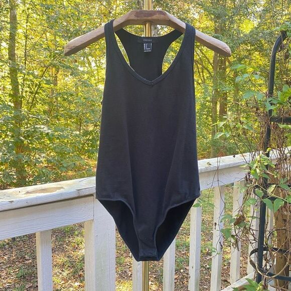 Forever 21 Black V-Neck Racerback Tank Top Bodysuit - Picture 2 of 7